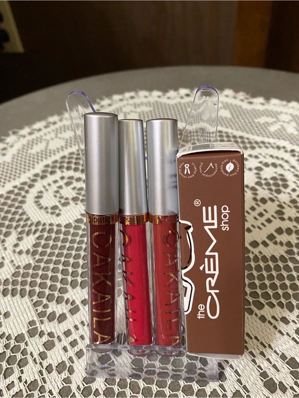 The Crème Shop +Cakalla Lipstick Set in Brown, Red and Pink